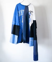 "青の花束" Blue flowers long-sleeved T-shirt, Rebuild by vintages