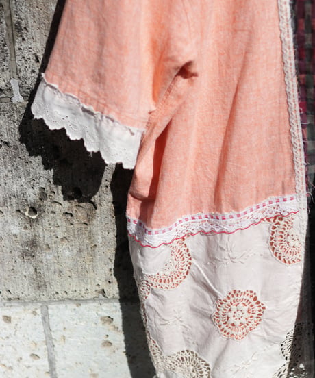 "まだ淡い春風" Still pale spring breeze Short dress, reconstructed from vintages