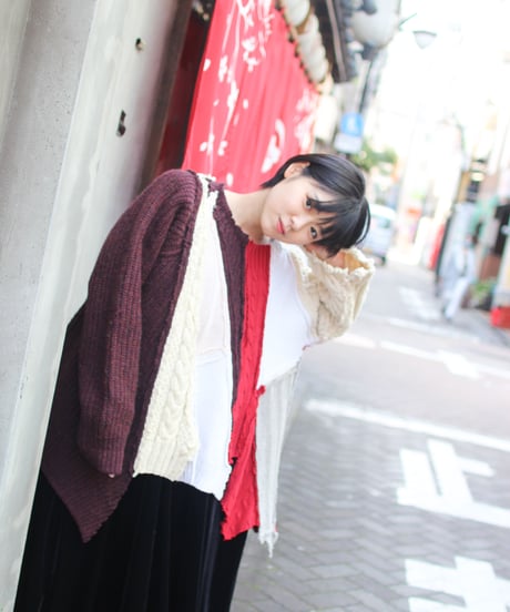 "くずれたルージュ"  Collapsed rouge Knit, Rebuild by vintages