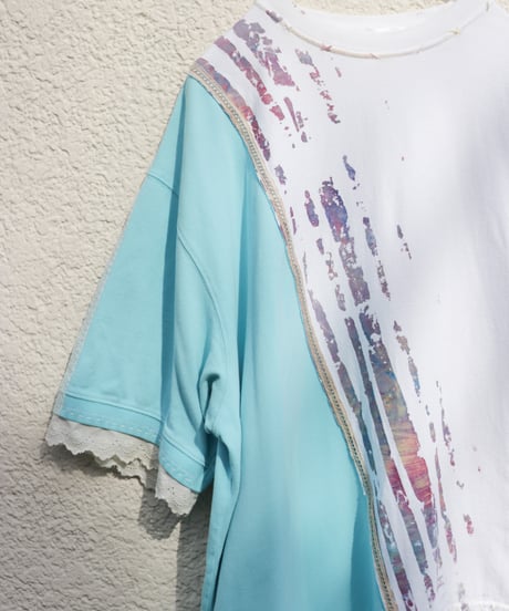 "水色の再会" Light blue reunion Dress One-piece, reconstructed from vintages