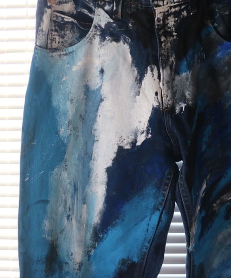 "黒風白雨2" Storm painted denim 2nd, Based on vintage denim