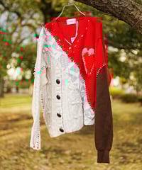 "ふたつのハート" Double heart knit, Rebuild by vintages
