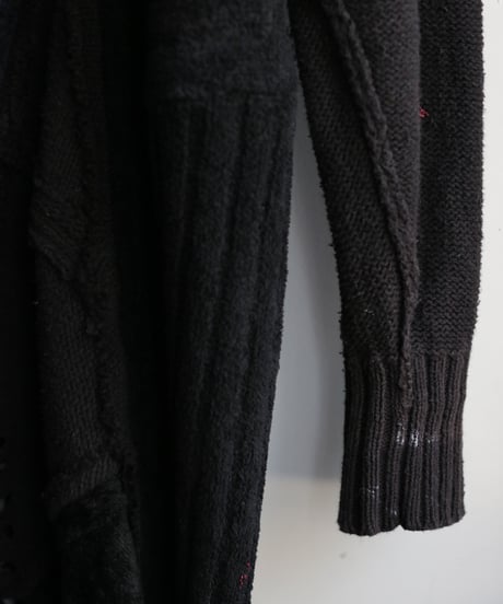 "計り知れない暗闇" unfathomable darkness over knit, reconstructed from black knit vintages