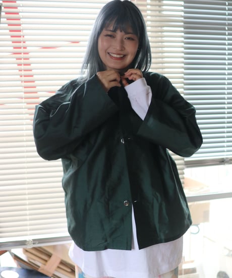 《0＜nisai+α≦Y》  three button shirt jacket / Green silk cotton