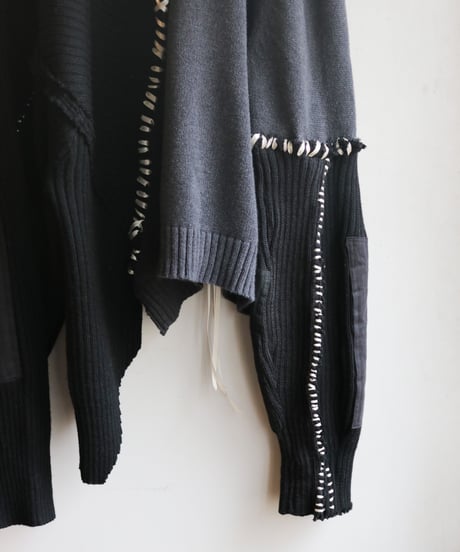 "月夜" night and moon knit, reconstructed from black knit vintages