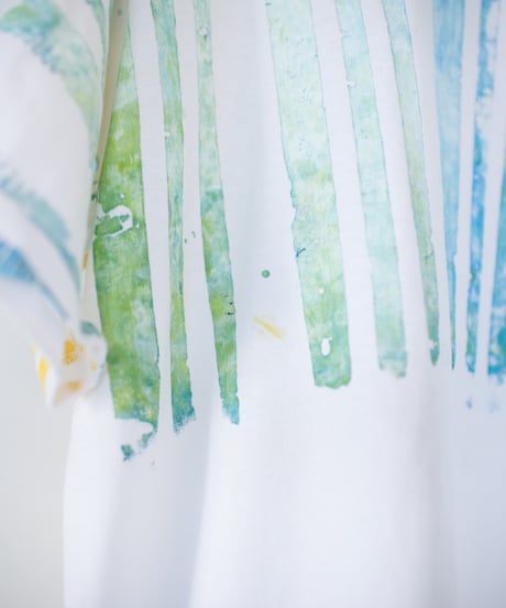 "希望黄青" Yellow and Blue of Hope, Hand-printed silk-screen T-shirt