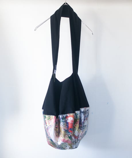 《0＜nisai+α≦Y》 Painted Ball bag / wool and cotton black