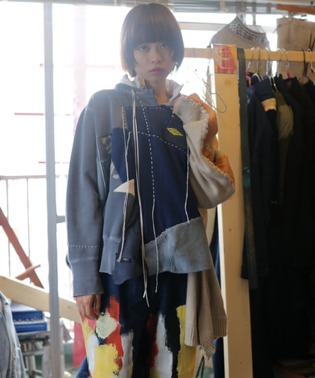 "虹の前の光" The light before rainbow pullover, reconstructed from mix vintages