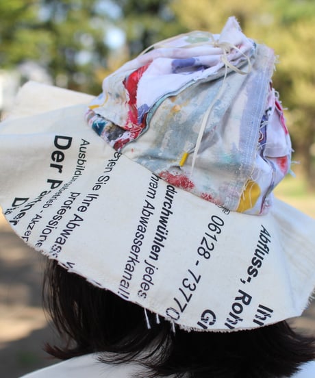 "彼女によく似た荒花" Painted cloth Patchwork Flower hat, Rebuild by vintages