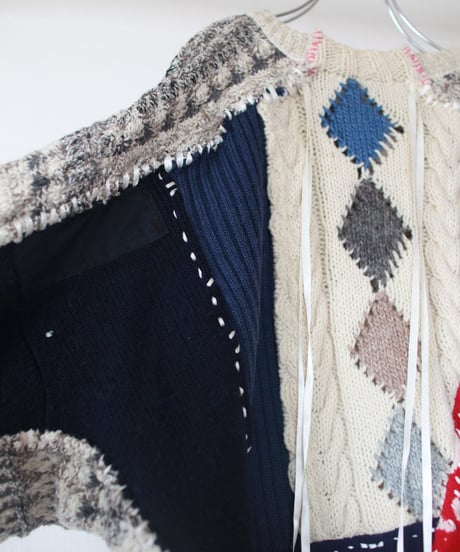 "赤と青が交わる明滅" In the light and shadow where red and blue intersect knit, Rebuild by vintages