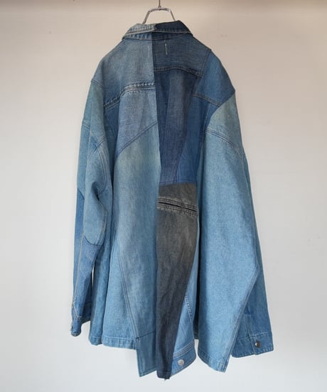 "親愛なる雨" Dear rain over denim coat, rebuild by vintages