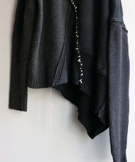 "悪と白虹" Dark White Rainbow asymmetry knit, reconstructed from black knit vintages