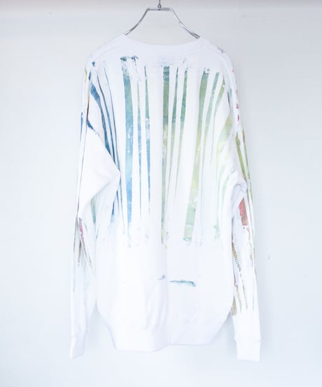 "愛おしい不自由" Trainer by Analog silk screen overlay blurring hand-print