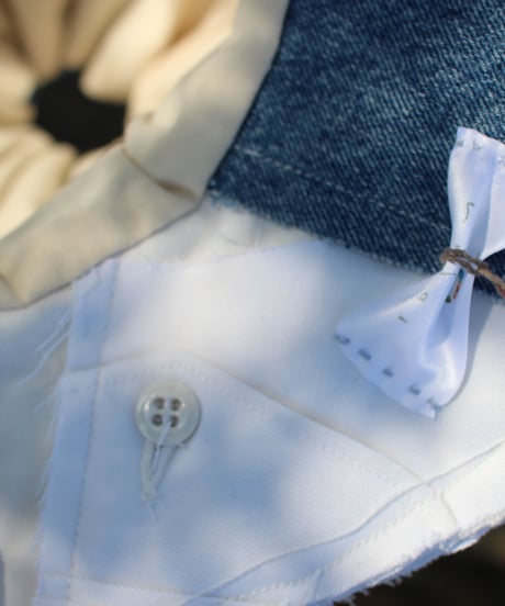 "終わらない藍の花" Blue Patchwork Flower hat, Rebuild by vintages