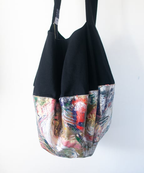 《0＜nisai+α≦Y》 Painted Ball bag / wool and cotton black