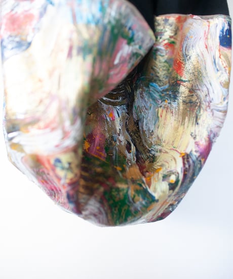 《0＜nisai+α≦Y》 Painted Ball bag / wool and cotton black
