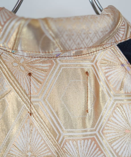 《nisai × soma komatsuno》"藍と黄金と緑" Patchwork Denim jacket, Rebuild by vintage kimono