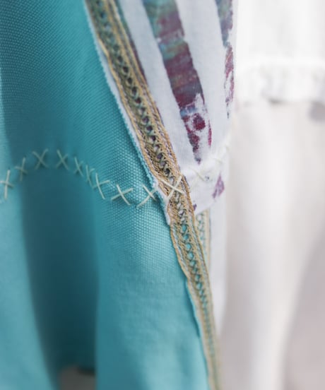 "水色の再会" Light blue reunion Dress One-piece, reconstructed from vintages