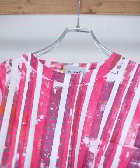 "赤い日差し" Red sunshine, Hand-printed silk-screen T-shirt