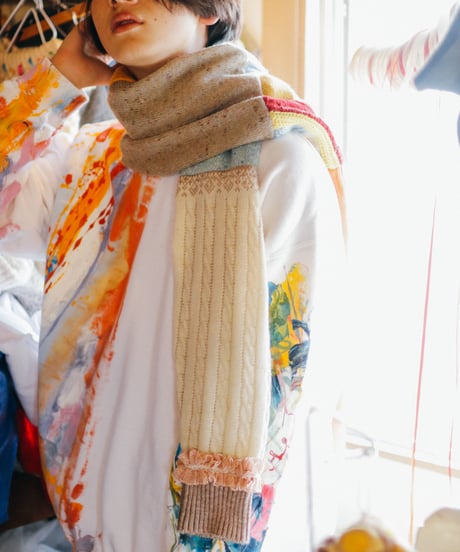 "サンセット・アンティーク" Vintage knit Rebuild Muffler by Antique Lace and Sunset