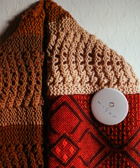 "灰髪少女とフランス" Vintage knit Rebuild Muffler by French antique and platinum