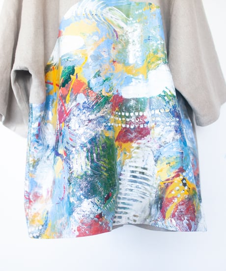 《0＜nisai+α≦Y》 metal hook paint half-sleeve shirt jacket / beige linen