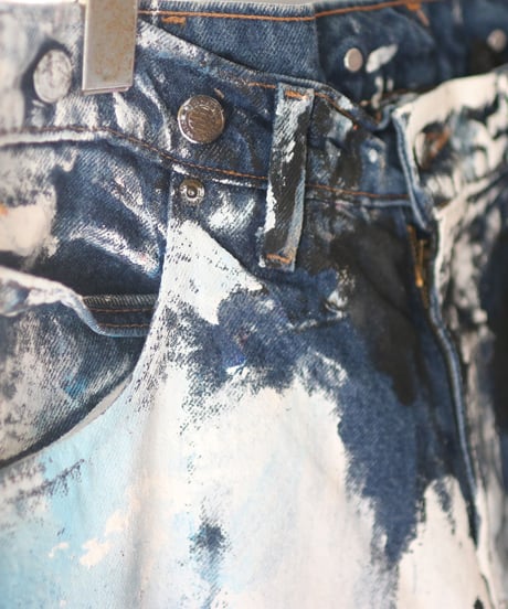 "黒風白雨2" Storm painted denim 2nd, Based on vintage denim