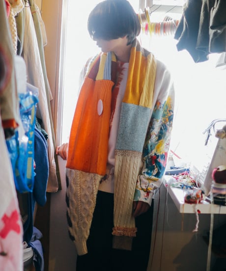 "サンセット・アンティーク" Vintage knit Rebuild Muffler by Antique Lace and Sunset