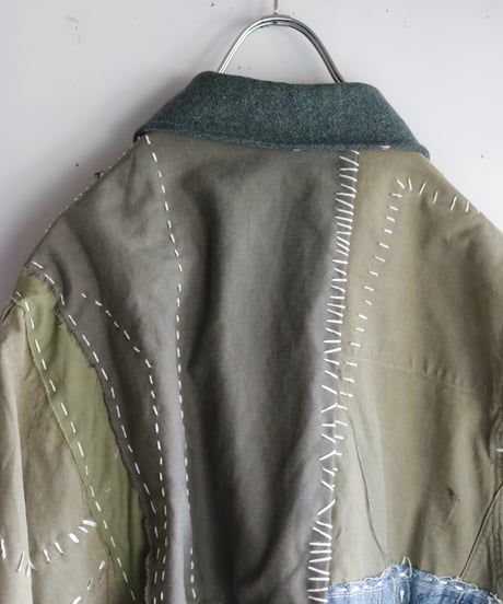 "HOPES AND LORE" Over Heavy military Jacket, reconstructed from mix vintages