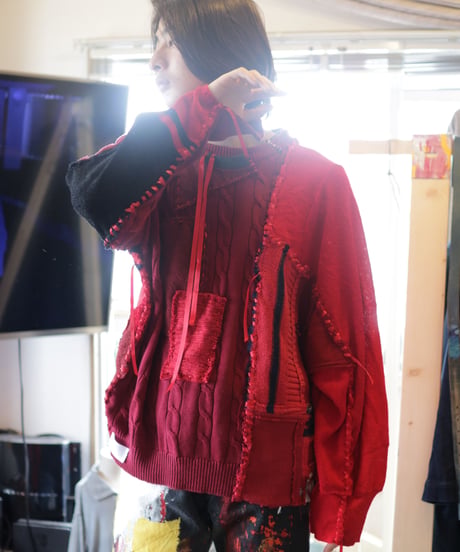 "レッドエンド・ガールフレンド" Red end girl friend, reconstructed from red knit vintages
