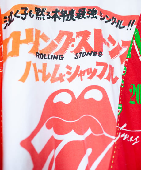 "ロックンロールと花の色彩" rock'n'roll and flowers long-sleeved T-shirt, Rebuild by vintages