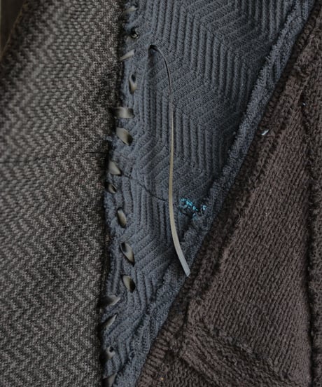 "計り知れない暗闇" unfathomable darkness over knit, reconstructed from black knit vintages