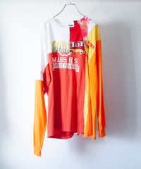 "夕暮れの街と紅い花" Sunset Red Flowers long-sleeved T-shirt, Rebuild by vintages