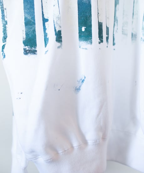 "明るい人" Trainer by Analog silk screen overlay blurring hand-print