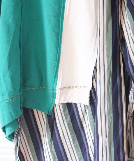 "緑雨" Green rain Misaligned pullover, rebuild by vintages