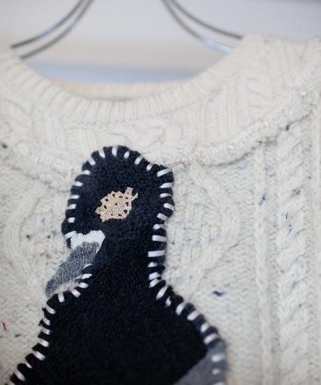 "つよい鳩" patchwork pigeon(strong) knit, Rebuild by vintages