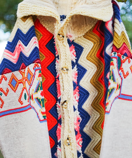 "揺れる虹のカーディガン" Swaying rainbow cardigan, rebuild by vintages
