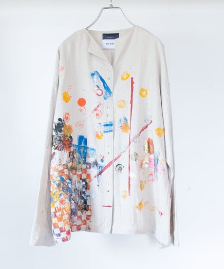 《0＜nisai+α≦Y》 metal hook paint shirt jacket / Atelier linen