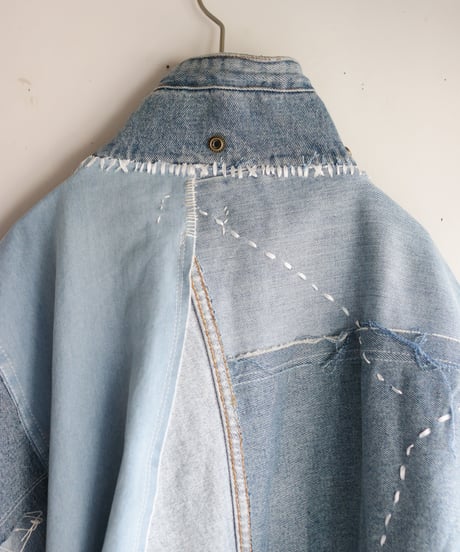 "すれちがって巡り合う青" FAREWELL AND REUNION Denim jacket, reconstructed from denim vintages