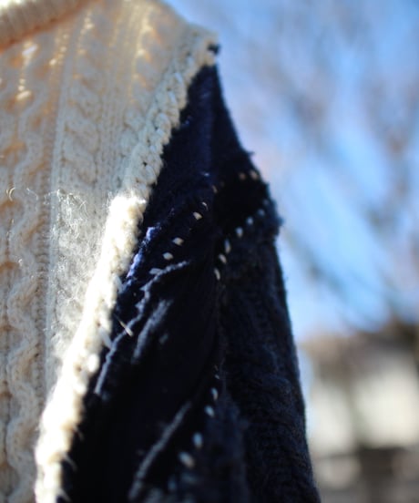 "青の向こうへ" Beyond blue knit, Rebuild by vintages