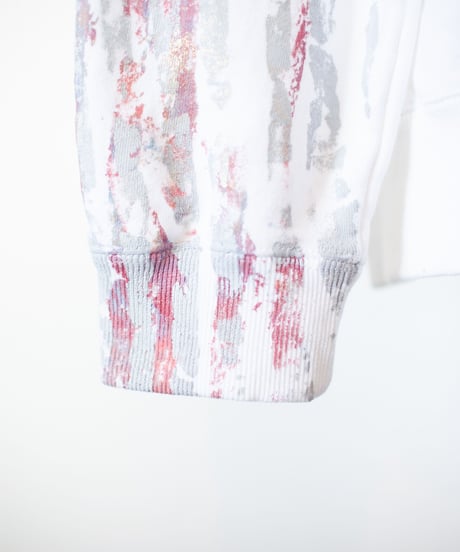"虹と灰と光のトレーナー" Rainbow, ash and light, Multicolor hand-printed Trainer