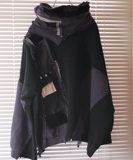 "BADBADNOTGOOD" Grunge Black Hoodie rebuild by vintages
