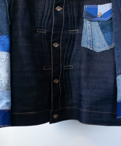 《nisai × soma komatsuno》"おわらない青 捻曲編" Patchwork oversized jacket, Rebuild by vintage denims