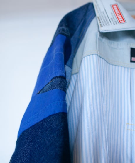 《nisai × soma komatsuno》"おわらない青 遊青編" Patchwork oversized jacket, Rebuild by vintage denims