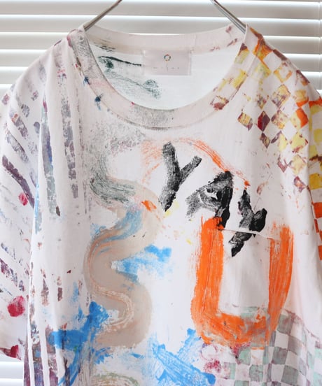 "遊びと色事" playful and colorful T-shirt, by hand-silk screen and hand-paint