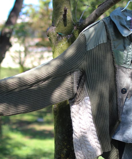 "その傷はやさしさになる" Beautiful scratches Short coat, reconstructed from mix vintages