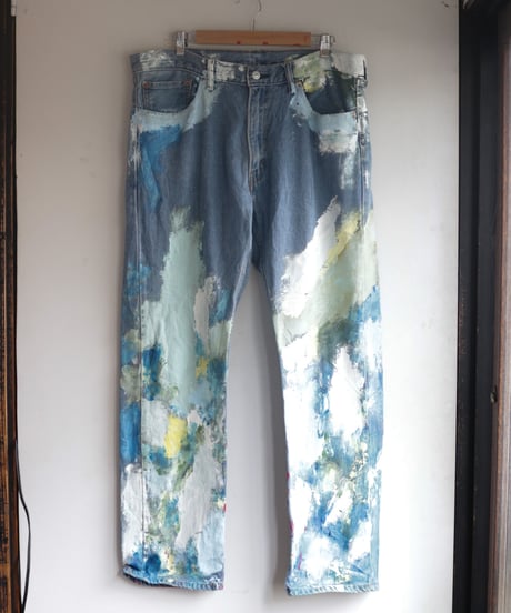 "贈花" Gifted Flowers paint, Based on Levis 505 denim
