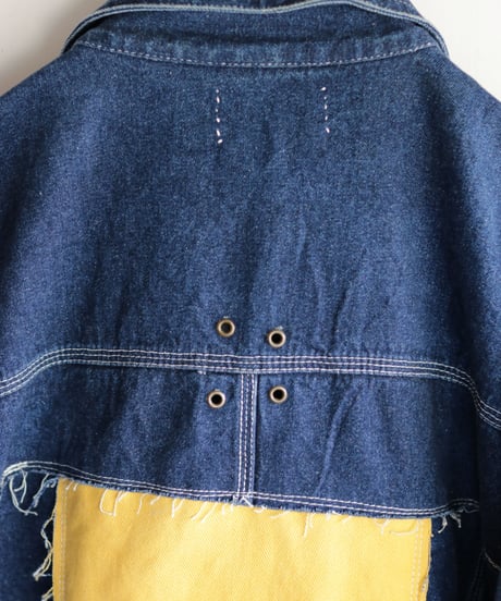 "まだ色彩になる前の三色" Signal Coat, reconstructed from denim and mix vintages