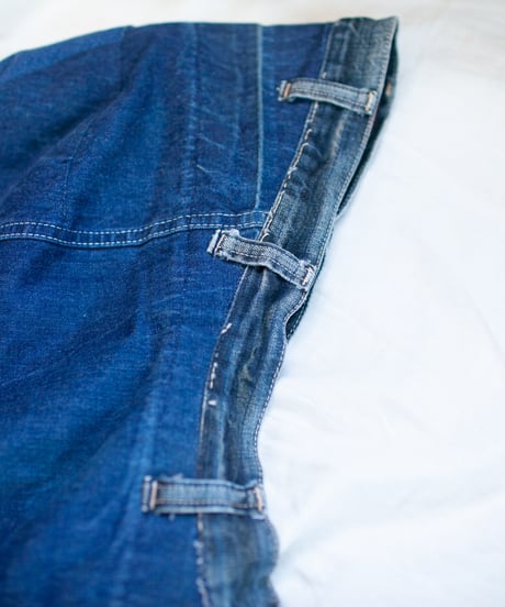 "つぎはぎのデニムニットフードマフラー 第六色" Patchwork denim knit hooded muffler, Rebuild by vintages