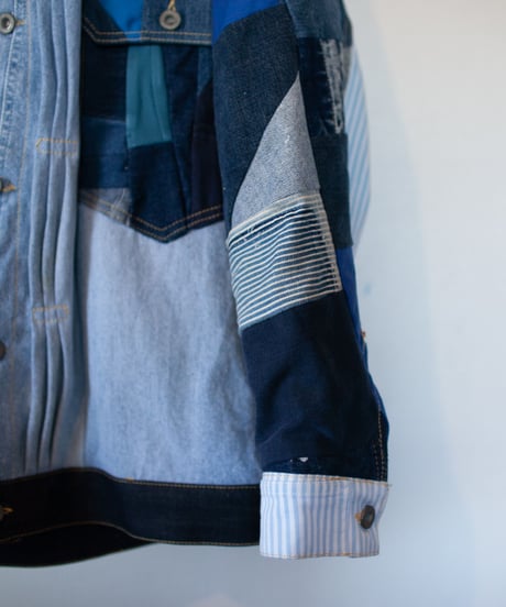 《nisai × soma komatsuno》"おわらない青 遊青編" Patchwork oversized jacket, Rebuild by vintage denims